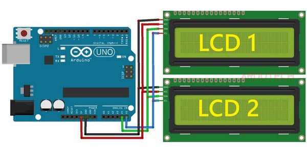 Rangkaian modul I2C LCD Arduino